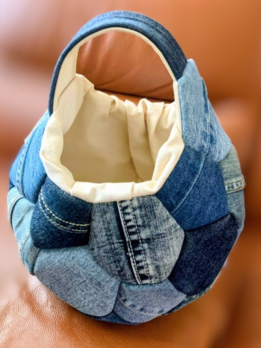 Soccer Ball Patchwork Denim Bucket Bag New